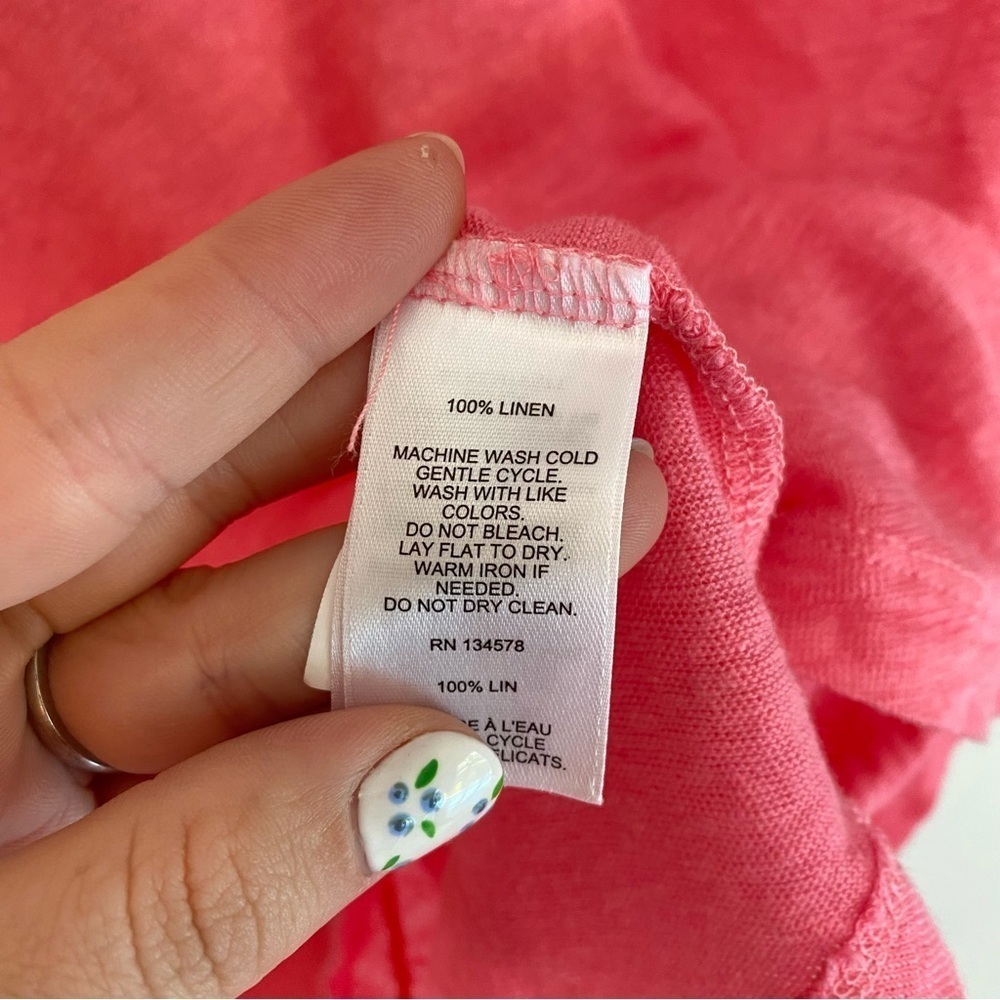Vineyard Vines Vivid Pink V-Neck Tee 100% linen - Picture 2 of 3